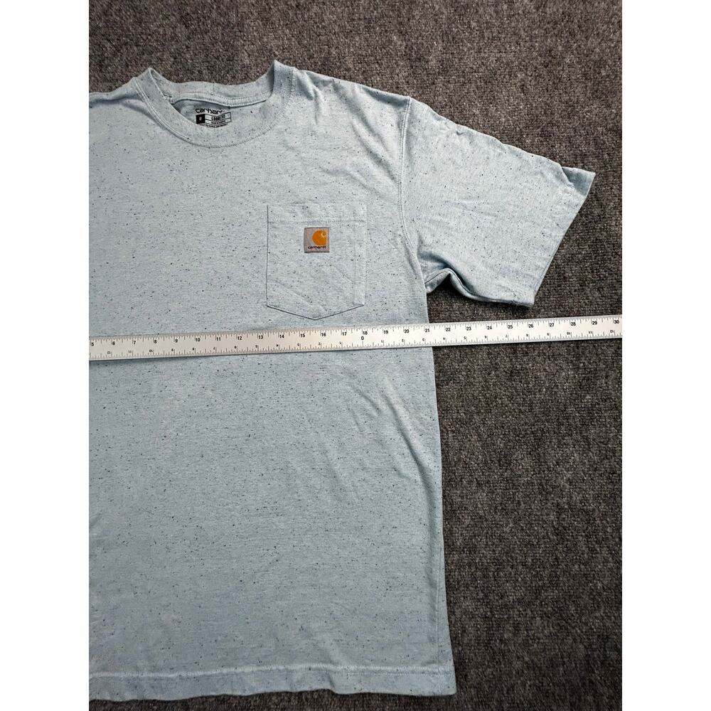 Carhartt Loose Fit Pocket T-Shirt Men's Medium Light Blue Speckled Logo Tee - Picture 6 of 6